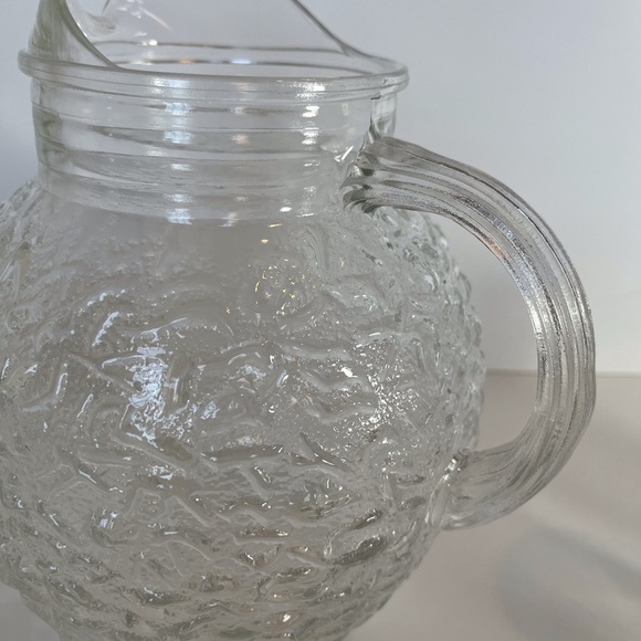 Vintage Anchor Hocking Lido Milano Glass Crystal Clear Ball Pitcher w 8 glasses - Picture 5 of 7